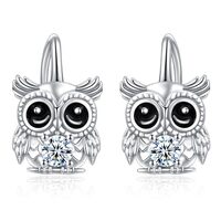 Owl Hoop Earrings Sterling Silver Small Animal Leverback Hoop Earrings Owl Earrings for Sensitive Ea