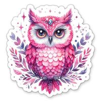 Pink Fairy Owl Sticker - 3" Laptop Sticker - Waterproof Vinyl for Car, Phone, Water Bottle - Pr