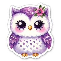 Cute Purple Owl Sticker - 5" Laptop Sticker - Waterproof Vinyl for Car, Phone, Water Bottle - P