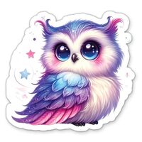 Pretty Purple Owl Stickers - 2 Pack - Waterproof Vinyl for Car, Phone, Water Bottle, Laptop - Owl De
