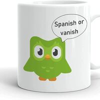 KKCMMY Mug Cup Funny Coffee MugsSpanish Duolingo Duo Language Vanish Lingo Bird Or Meme Owl Mug For 