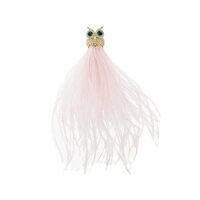 Rhinestone Owl Brooch Pin for Women Girls Gold Plated CZ Animal Bird Long Tassel Feather Brooches La