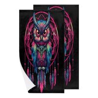 Obtravar Cartoon Owl Pattern 2 Pack Microfiber Beach Towel Quick Dry Absorbent Bath Towels Lightweig