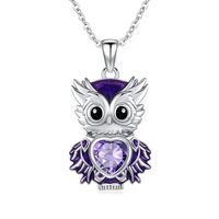 MEDWISE Owl Necklace Jewelry Gifts for Women 925 Sterling Silver February Birthstone Cubic Zirconia 