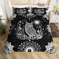 Feelyou Sun Moon Owl Duvet Cover Twin Size 3D Animal Printed Bedding Set Women Men Ultra Soft Bird D