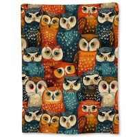 Ti Caldi Vibrant Owl Blanket | Soft Warm Fuzzy Lightweight Flannel Colorful Owl Throw Perfect for Co