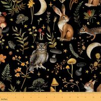 Feelyou Boho Mushroom Upholstery Fabric for Chairs 5 Yard Cute Owl Squirrel Fabric by The Yard Kids 
