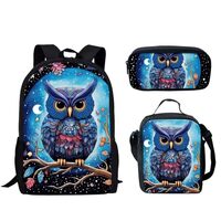 Forchrinse 3Pack Cartoon 3D Owl Print Backpacks for Teen Girls 5-6 Novelty Animal Print School Backp