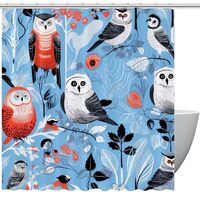 FVQL Decorative Shower Curtain Curtains for Bathroom Tub, animal bird owls