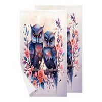 Obtravar Owls and Flowers 2 Pack Microfiber Beach Towel Quick Dry Absorbent Bath Towels Lightweight 