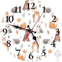 Britimes Round Wall Clock Silent Non-Ticking Battery Operated Clock 10 Inch, Cute Safari Deer Fox Ow