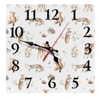 Britimes Square Wall Clock Silent Non-Ticking Battery Operated Clock 12 Inch, Botanical Safari Deer 