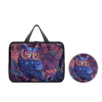 ZCFYGDX Jungle Owl Print Laptop Bag with Round Mouse Pad - PU Laptop Case Laptop Sleeve Case - Innov