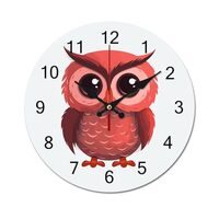 NTVOWPZO 13.5 Inch Wall Clock Cute Red Owl Battery Operated Wall Clocks Silent Non-Ticking Round Wal