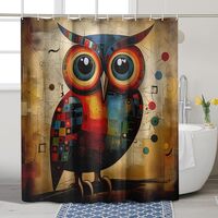 Funny Owl Shower Curtain, Cartoon Birds Shower Curtains for Bathroom, Animal Kids Bath Pattern Decor