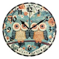 xigua Love Owls Wall Clock, Silent Non Ticking 10 Inch Battery Operated Wall Clocks, Easy to Read Cl