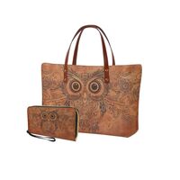 Lotusorchid Vintage Owl Printed Satchel Purses for Women, Durable Top Handle Bag Lightweight Handbag