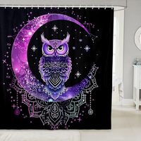 Castle Fairy Boho Owl Shower Curtain Dreamcatcher Bathroom Shower Curtain Set for Kids Adult Purple 