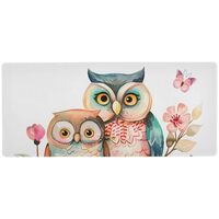 ALAZA Cute Owl Flowers Large Gaming Mouse Pad Big Mousepad Mice Keyboard Mat with Non-Slip Rubber Ba