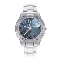 Owl Moon Night Business Dress Watch Fashion Wristwatch with Stainless Steel Band for Women Men