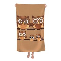 BREAUX Cute Big Brown Cartoon Owls print Microfibre Towel, Quick-drying Bath Towel for Men and Women