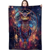 Turamurra Dreamcatcher Owl Blanket 50"x60", Owl Plush Blankets, Ideal for Home Decor, Couc