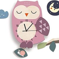 Creative Cartoon Animal Wall Clock， Cute Owl-Shaped Wall Clock with Pendulum， Home Silent Clock