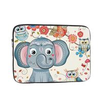 Cartoon Elephant And Owls Floral Printed Laptop Sleeve Protective Case 12 Inch For Ultimate Protecti
