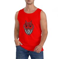 Standing Owl Sport Tank Top Cotton Fitness Shirt Sleeveless T-shirt Medium Red