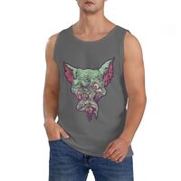 Vampire Owl Eating Fish Sport Tank Top Cotton Fitness Shirt Sleeveless T-shirt X-Large Deep Heather