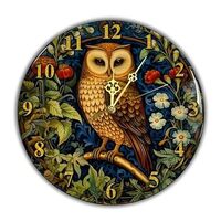 STP GOODS Owl. William Morris Round Wooden Wall Clock 11.4"" (29 cm), 441730