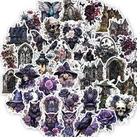 Bomichi 100 Pcs Vintage Purple Goth Stickers,Horror Witchy Stickers,Skull and Owl Stickers for Scrap