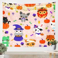 Halloween Decorations Tapestry Cartoon Owl Rabbit Tapestry Wall Hanging Toddlers Kawaii Halloween Fe