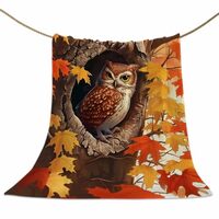 FortuneHouse8 Fall Thanksgiving Flannel Fleece Blanket Owl Fall Thanksgiving Flannel Fleece Blanket 