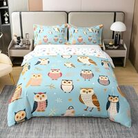 Feelyou Owl Comforter Cover Set Full Size 3D Animal Printed Bedding Set Children Cartoon Owls Design