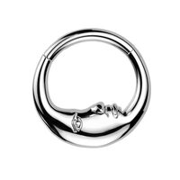 Pierced Owl 16GA 316L Stainless Steel Moon Face Hinged Segment Clicker Ring (Silver Tone, 10mm Diame