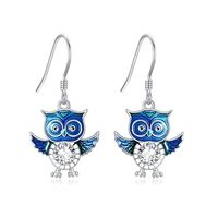 Owl Earrings Dangle S925 Sterling Silver Cute Owl Drop Earrings Owl Bird Jewelry Gifts For Women Fem