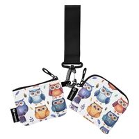 xigua Cartoon Owl Mini Zip Around Wristlet Wallets,Portable Women Dual Pounch Wristlet Detachable Co