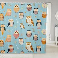 Feelyou Owl Bathroom Shower Curtain Set 72"x72" 3D Animal Printed Shower Curtain for Carto