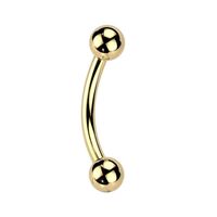 Pierced Owl 16GA ASTM F-136 Implant Grade Titanium Threadless Push-In Curved Barbell with One Fixed 