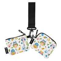 xigua Cartoon Owl Mini Zip Around Wristlet Wallets,Portable Women Dual Pounch Wristlet Detachable Co