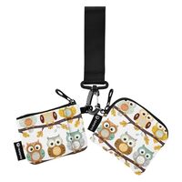 xigua Cartoon Owl Mini Zip Around Wristlet Wallets,Portable Women Dual Pounch Wristlet Detachable Co