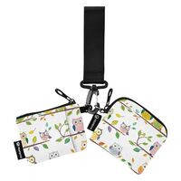 xigua Cartoon Owl Mini Zip Around Wristlet Wallets,Portable Women Dual Pounch Wristlet Detachable Co