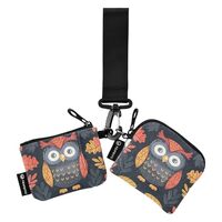 xigua Cartoon Owl Mini Zip Around Wristlet Wallets,Portable Women Dual Pounch Wristlet Detachable Co