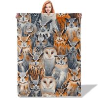 Plistiz Owls Throw Blanket 50x60 Inch, Bird Themed Blankets for Living Room Decor,Flannel Polyester,