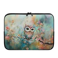 Nittanovaca Owl Floral Print Laptop Sleeve 15 Inch, Lightweight Computer Case Bag Water Resistant La