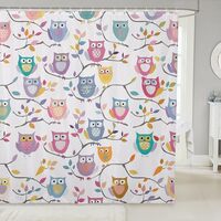 Erosebridal Kids Funny Bird Bath Curtain for Boys Girls Cute Owl Shower Curtain, Cartoon Wildlife Wa