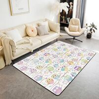 Erosebridal Cute Birds Area Rug, Owl Branch Leaves Carpet 5x7, Colorful Animal Theme Decorative Acce