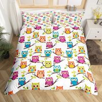 Feelyou Owl Bedding Set Full 3D Animal Printed Comforter Cover Set for Kids Teens Adults Bird Decor 