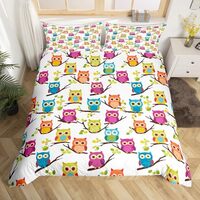 Feelyou Owl Bedding Set Queen 3D Animal Printed Comforter Cover Set for Kids Teens Adults Bird Decor
